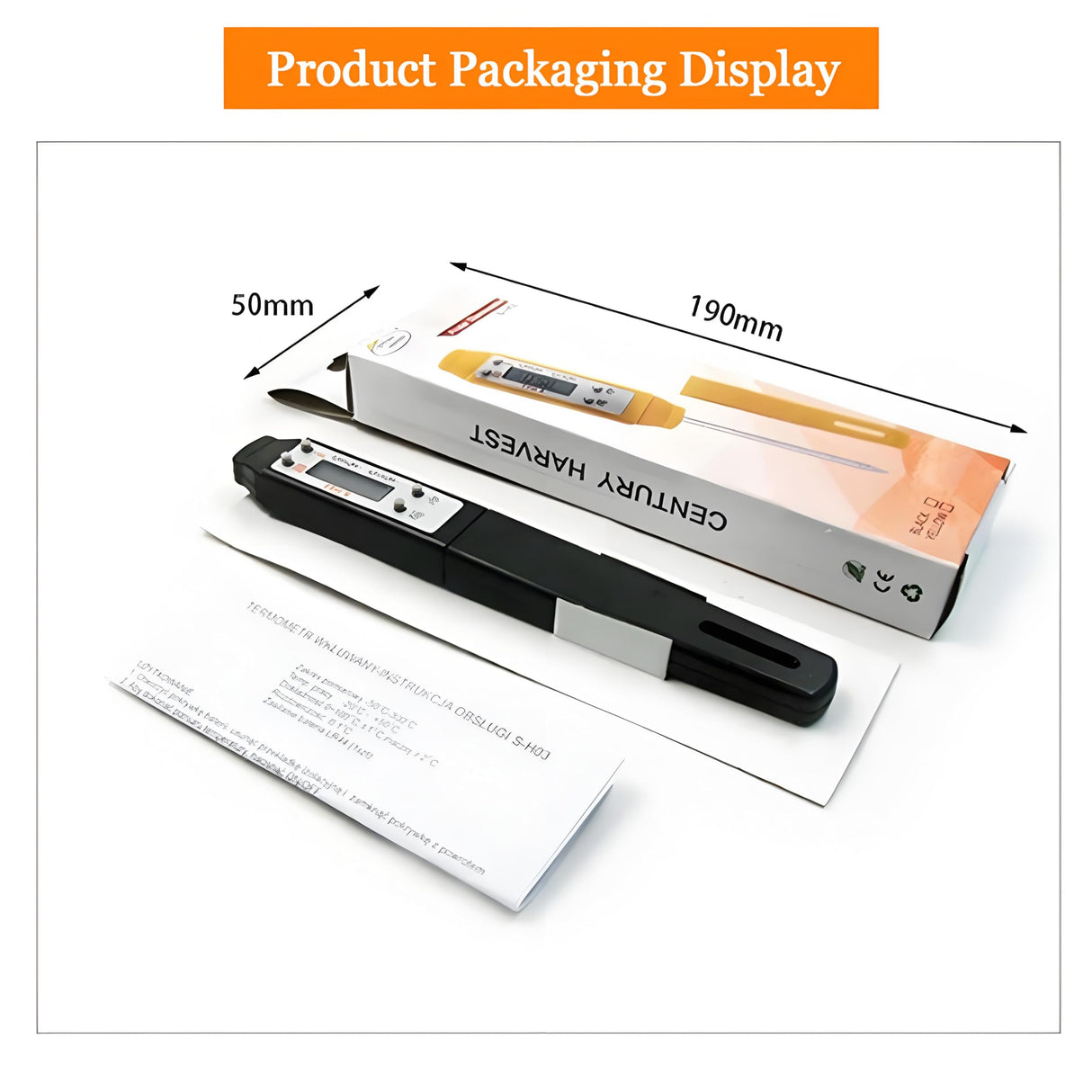 Ausenzup Meat Thermometer - Digital Food Thermometer for Cooking Kitchen - Automatic Calibration Pen Style Electronic Pocket Thermometer for Water Temperature, Barbecue (Yellow) Ausenzup