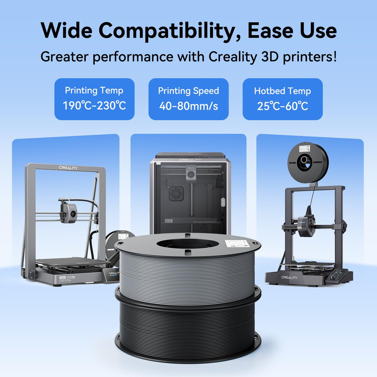 Creality Ender 3 V3 SE 3D Printer and PLA Filament 1.75mm Black+White 2 Pack Bundle Creality