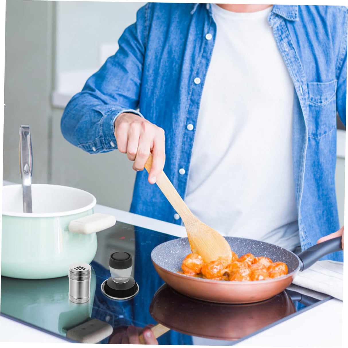 Unomor 1 Set Pancake Basting Tool Oil Mop Seasoning Jar Cooking Oil Applicator Oil Wiper for Pancake Wear-resistant Oil Spread Applicator Restaurant Oil Spread Stainless Steel Unomor