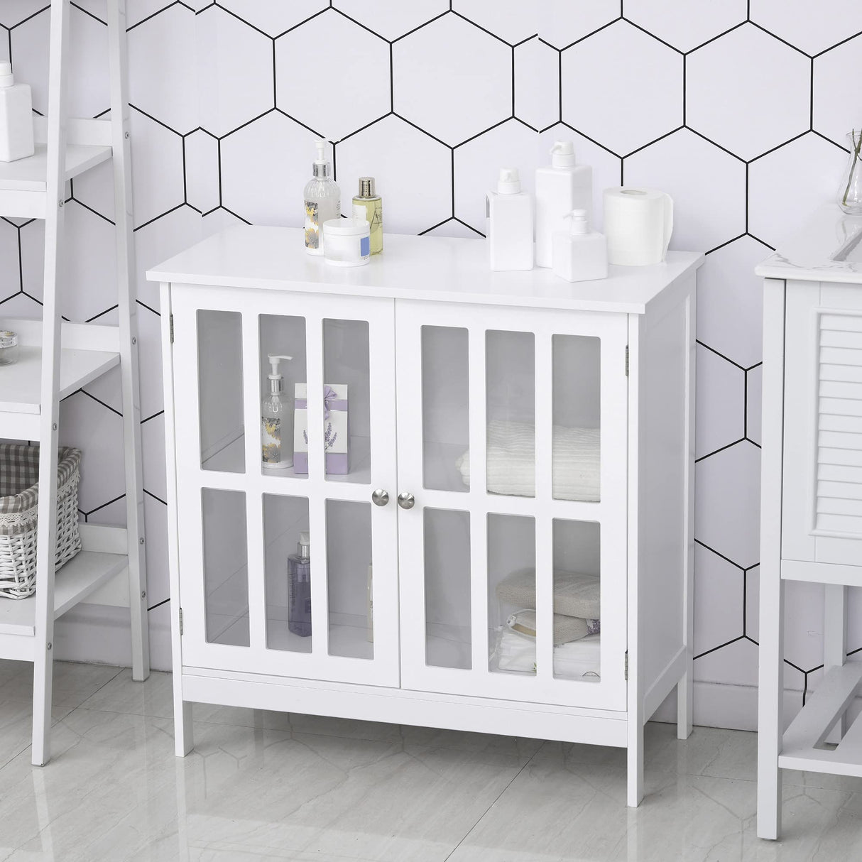 kleankin Sideboard Buffet, Storage Cabinet with 2 Doors, Credenza for Multifunction in Kitchen, Console, Living Room, White kleankin