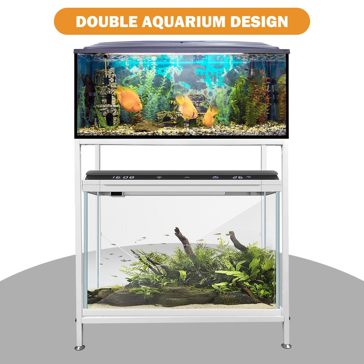 Fish Tank Stand: The Perfect 10 Gallon Metal Aquarium Stand Measuring 22.8" W x 10.6" D x 31.3" H to Fit Your Aquatic Display Needs. (10 Gallon-White) tongmo