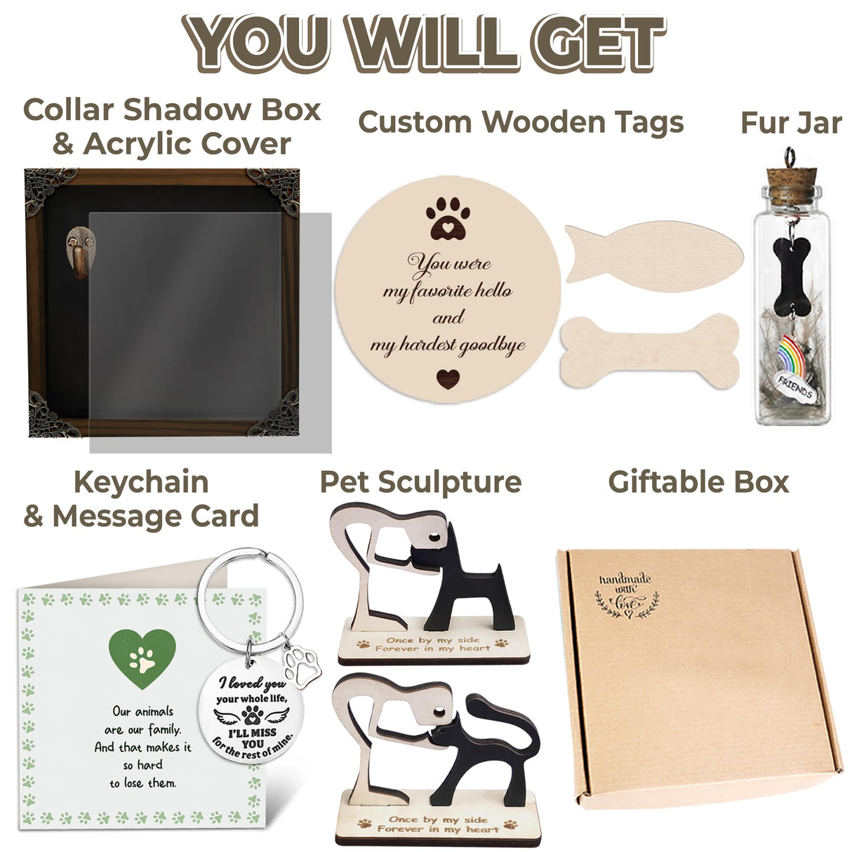 Personalized Shadow Box Dog Memorial Gift Collar Holder Picture Frame Sympathy Wood Pet Dog Cat Sculptures Fur Jar Rainbow Bridge Urns Teeth Keepsake Idea Gift for Pet Lover Tabletop Wall Hanging vinatimes