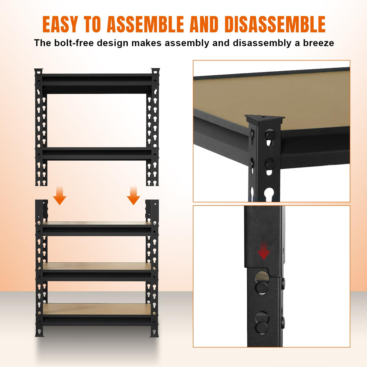 BIG RED Storage Shelving Unit, 5-Tier Adjustable, Heavy Duty Metal Garage Shelves/Utility Rack for Kitchen, Pantry, Basement, Bathroom, Laundry - 2,000 lbs Capacity, Black, 59" H x 28" W x 12" D BIG RED