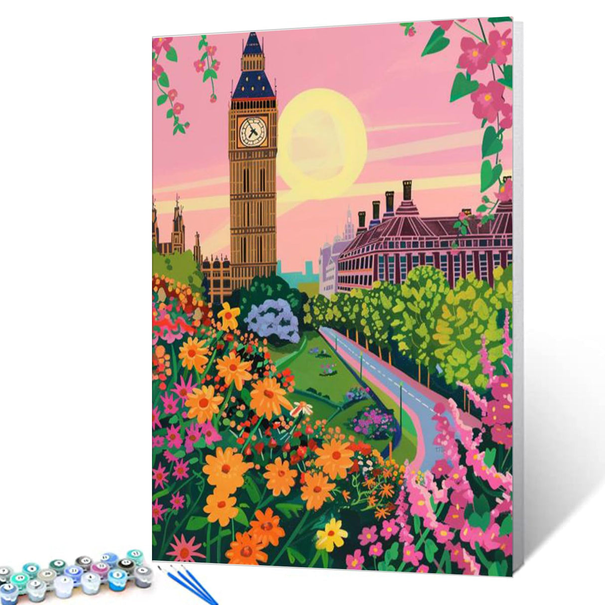 London Big Ben Scenery Oil Painting Paint by Number Kits 16 x 20 inch Canvas Abstract Famous Landscape DIY Oil Painting for Kids Students Adults Beginner with Brushes Acrylic Pigment(without Frame) Tucocoo