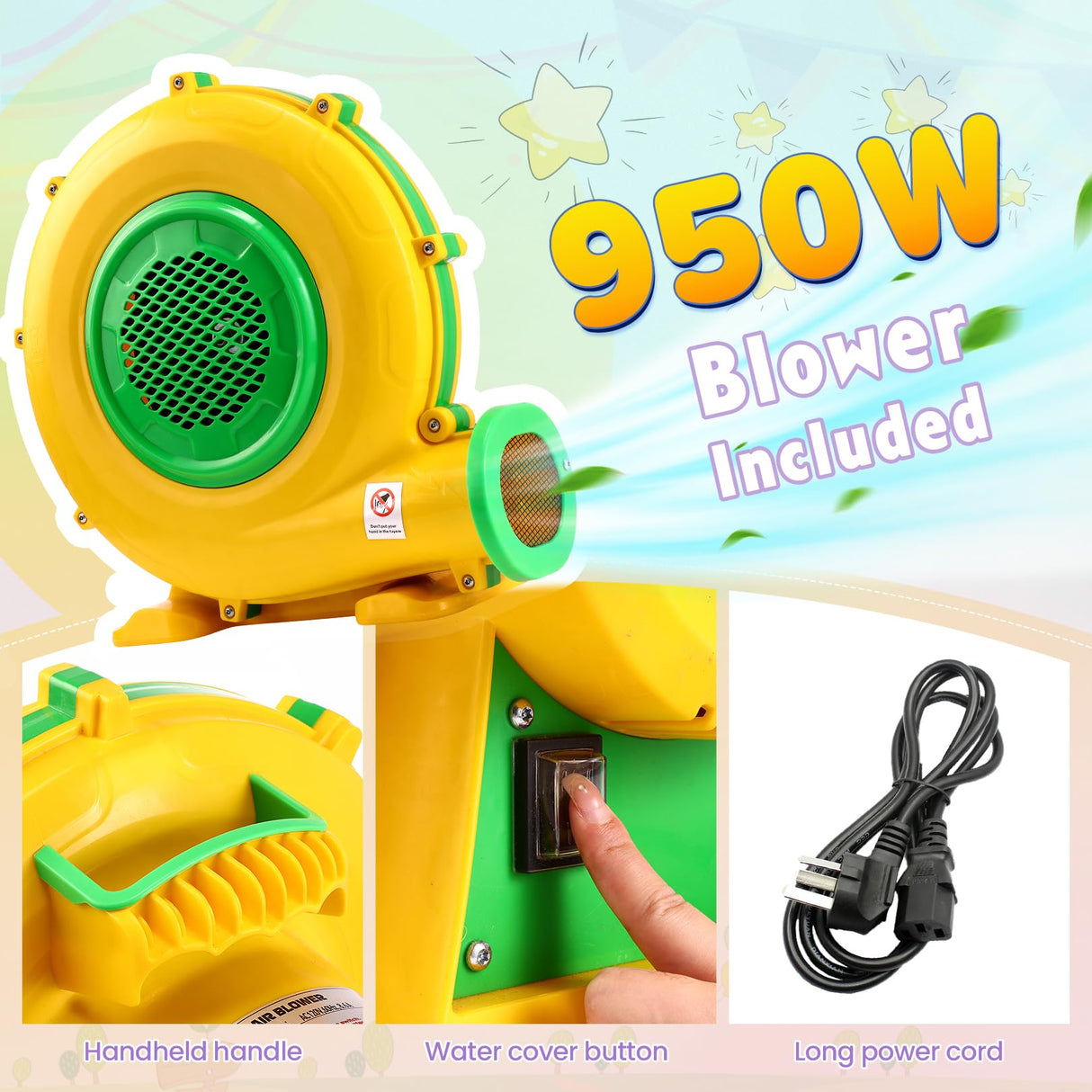 AKEYDIY Inflatable Bounce House Double Slides for Kids, Giant Bounce Castle 21.3FT x14.7FT with Pool, Multiple Game Areas and 950w Blower, for Party Holiday Outdoor Indoor (Dual Slide - Macaron) AKEYDIY