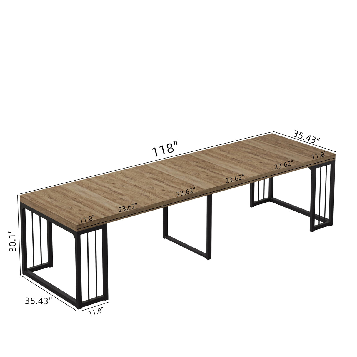 NTYUNRR 23.6" - 118" Extendable Dining Room Table, Modern Extra Long Folding Dining Tables for 2-10 People, Outdoor Patio Furniture Set, Adjustable Kitchen Dinner Table, Ancient Wood NTYUNRR