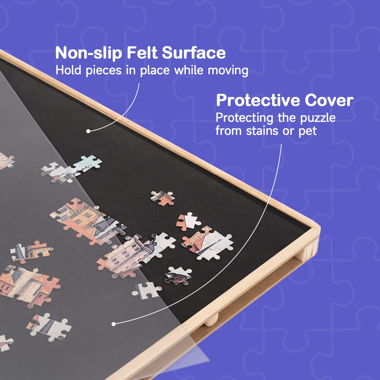 1500 Pieces Rotating Puzzle Board with Tilting and Cover, 36.2’x25.2’ Portable Wooden Jigsaw Puzzle Table with Lazy Susan and Drawers for Adults, Gift for Mom, Family, Friend Miereirl