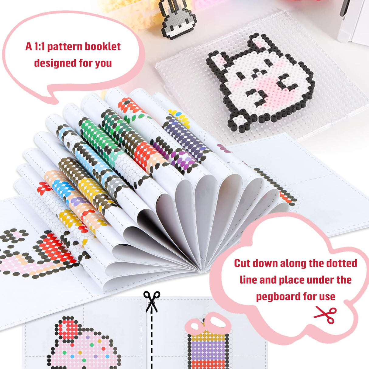 QUEFE 5200pcs Fuse Beads Kit for Boys and Girls, 24 Colors 5mm Melting Beads Set Including Pegboards, Ironing Paper, Tweezers, Colorful Hooks for Birthday and Christmas Gift QUEFE