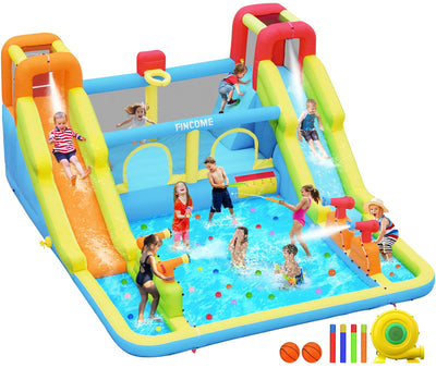 Inflatable Bounce House for Kids, Water Bounce House with Double Slides Indoor Outdoor, Bounce House Water Slide with Air Blower for Park Backyard Party Birthday (with 750W Blower)
