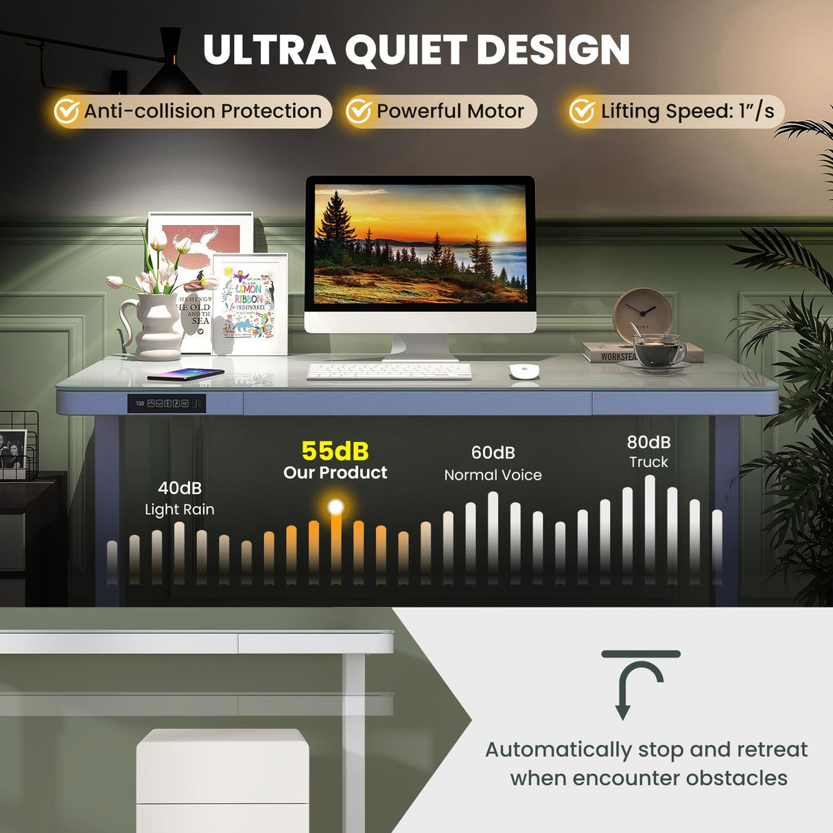 Giantex Glass Standing Desk with Drawer, 48" x 24" Height Adjustable Electric Stand Up Desk with Tempered Glass Top, 2 Memory Positions & USB Type-C Outlets, Sit Stand Desk for Home Office, White Giantex