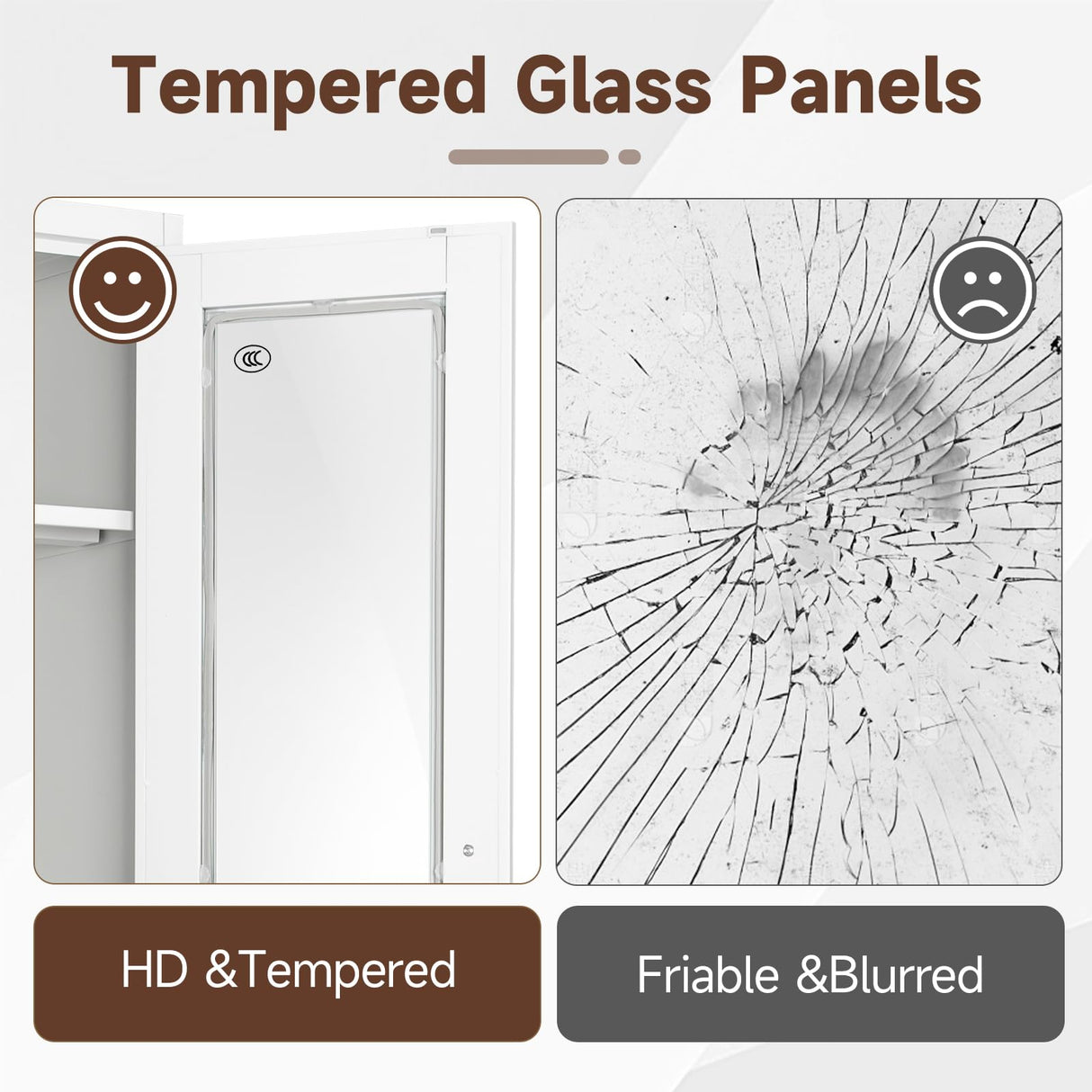 PEUKC Display Cabinet with Glass Doors, 67-inch Curio Cabinets with 4 Adjustable Shelves, HD&Tempered Glass Cabinet Display Case for Home, Office, Clinic, Pantry, Assemble Required, White PEUKC