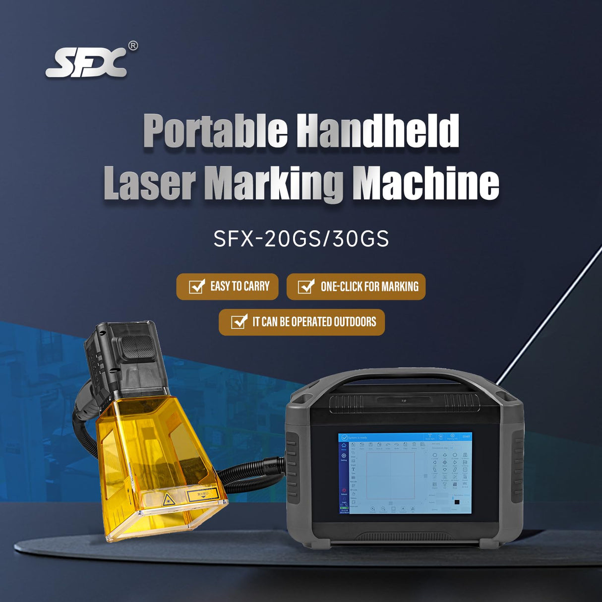 Fiber Laser Engraver Handheld Laser Marking Machine 30W Portable Laser Marker Engraving 100mm Logo Printing for Metal 110/220V 2 Dual Power Supply Laser Engraving Machine for QR Text,Nameplate XINCHENG PRECISION