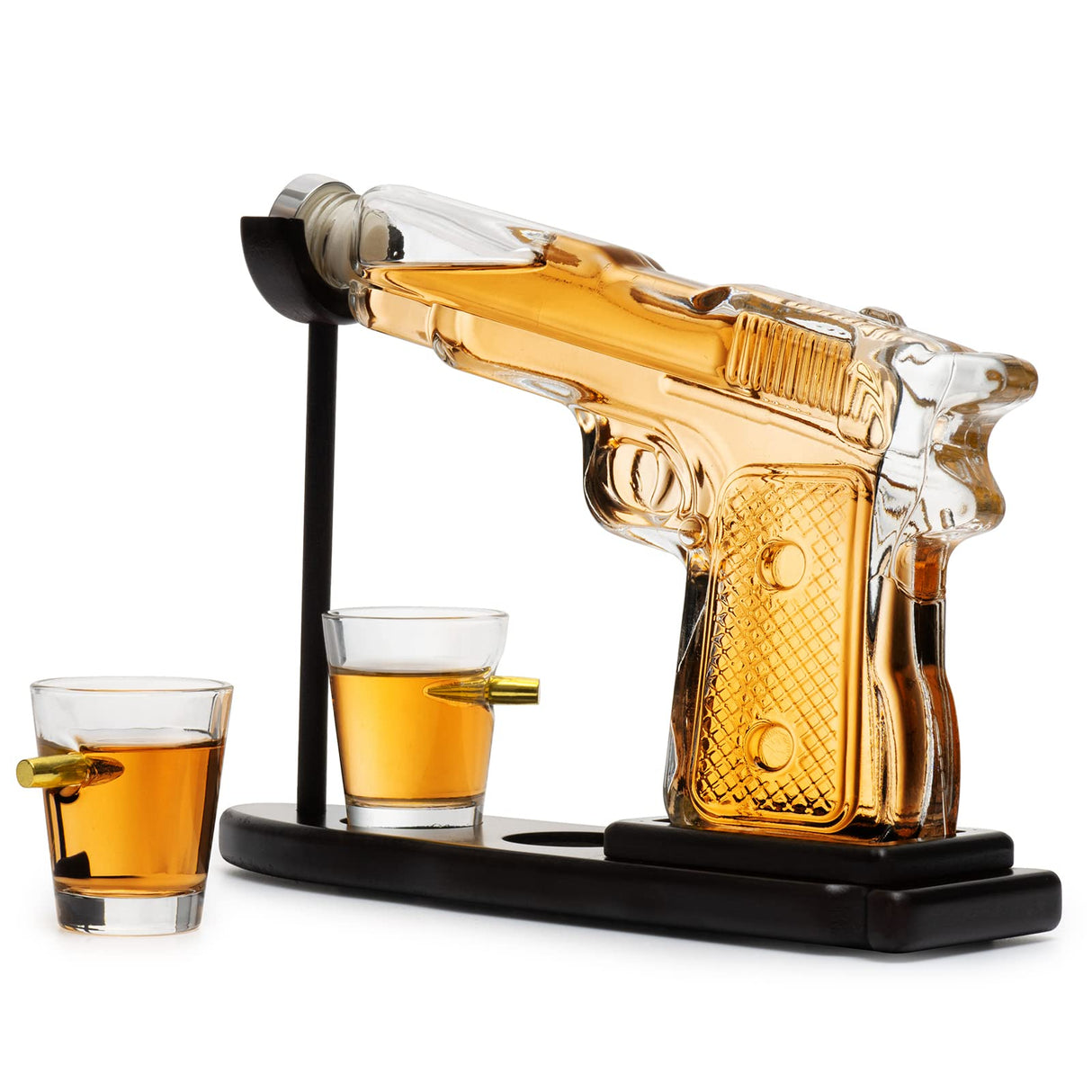 Gifts for Men Dad, 10.1 Oz Whiskey Gun Decanter Set + 2 Bullet Glasses - Unique Birthday Pistol Gift Ideas Daughter Son, Personalized Liquor Dispenser - Scotch Bourbon Vodka, Him, Brother Husband The Wine Savant