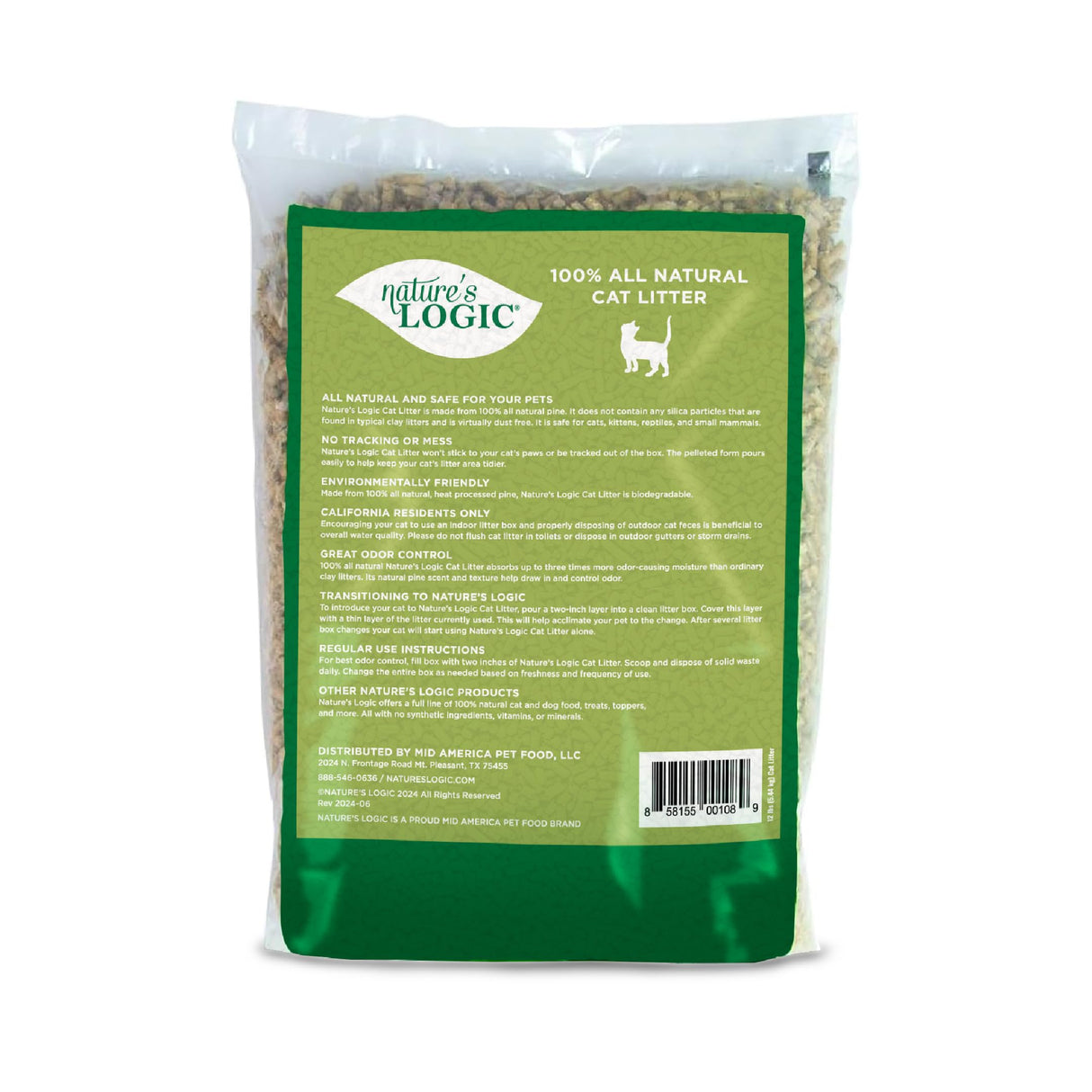 Nature's Logic 100% Natural Pine Pellet Cat Litter - 100% Ponderosa Pine, Dust-Free, Unscented, Biodegradable - Safe for Cats, Kittens, Reptiles & Small Pets - Highly Absorbent - 12 lb Bag NATURE'S LOGIC
