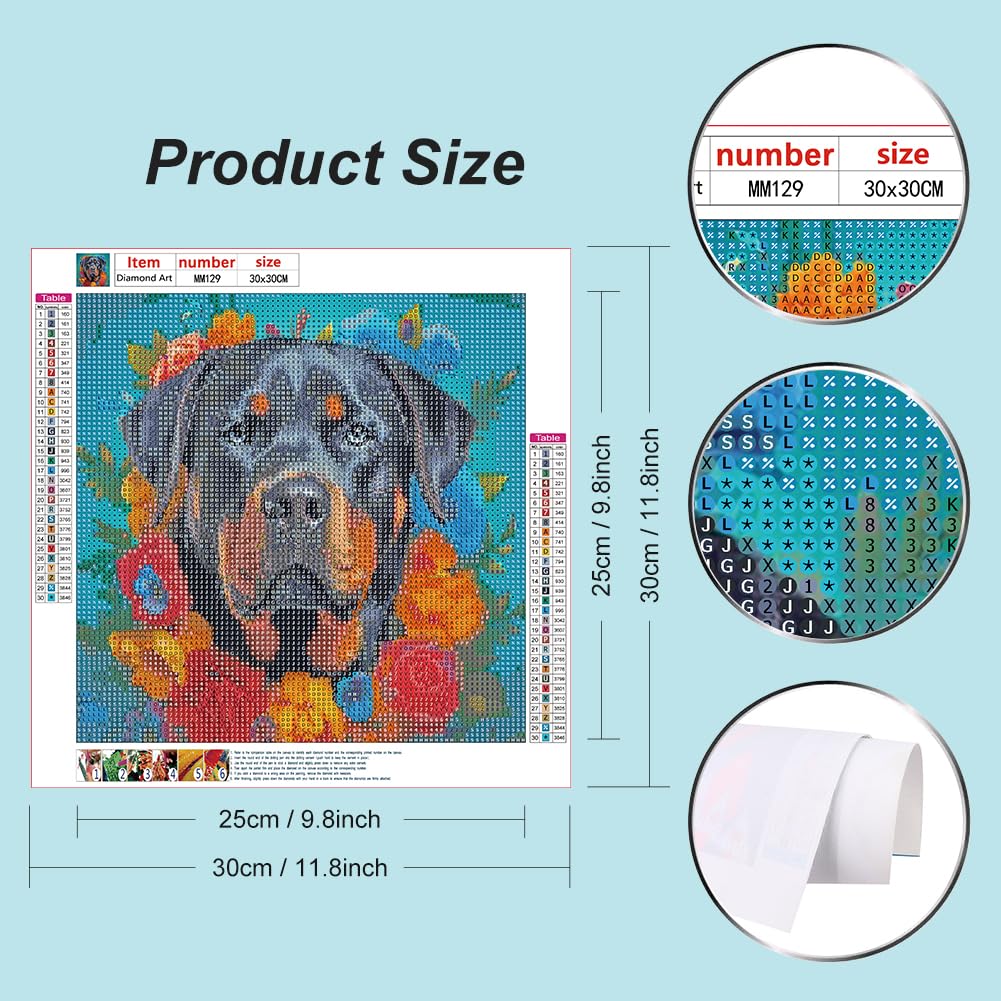 WSLWXSHM Diamond Painting Kits for Adults Dog, Round Full Drill Diamond Art Kits, 5D DIY Paint with Diamonds Crafts for Home Wall Decoration Gifts 12×12Inch, Animal WSLWXSHM