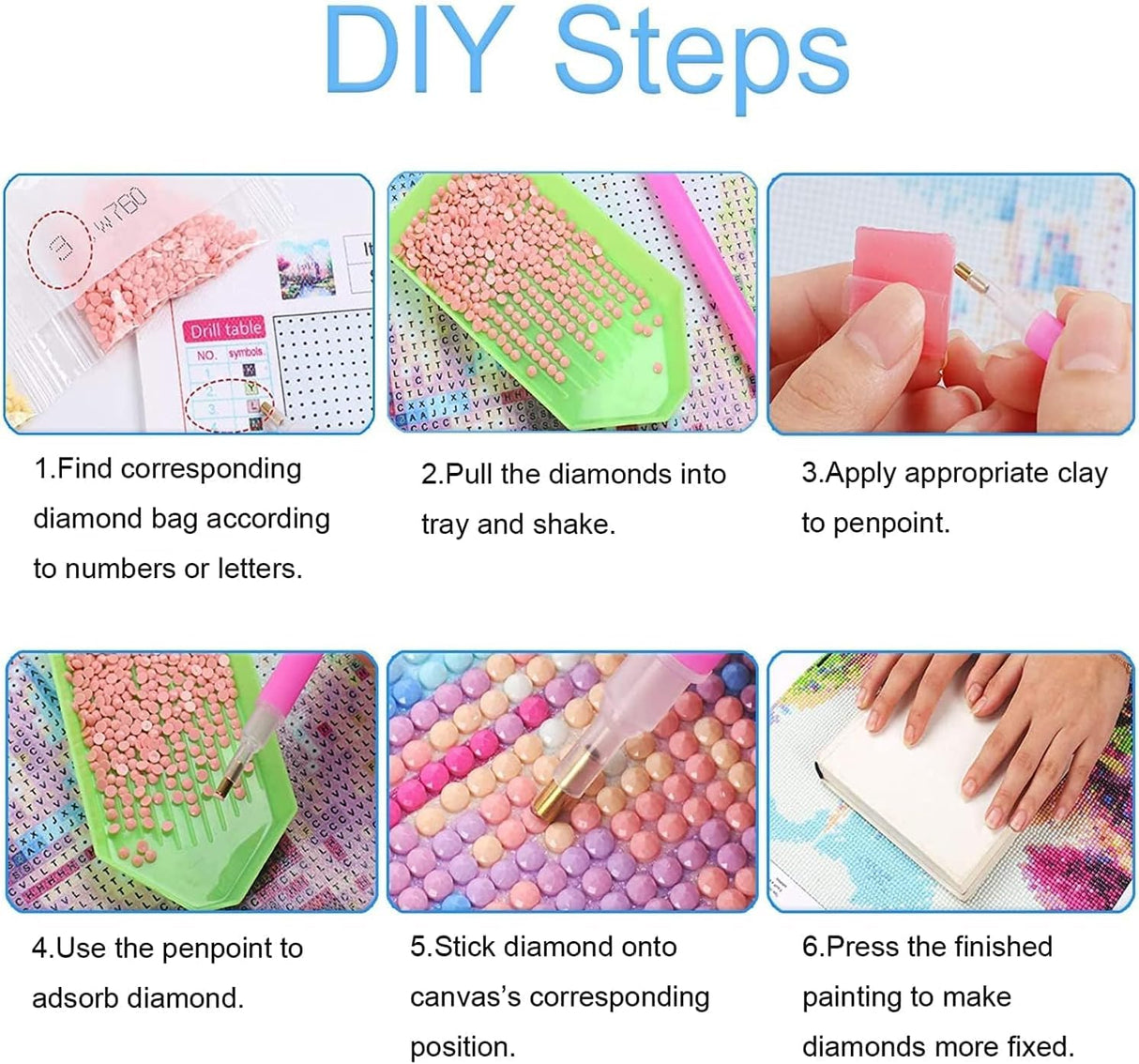 EIBEILI 6 Pack Diamond Painting Kits for Adults, Wine 5D Diamond Art Kits for Beginner Cocktail DIY Full Drill Diamond Dots Crystal Craft Kits for Home Wall Decor Gifts(6 Pack/12X16 Inch) EIBEILI