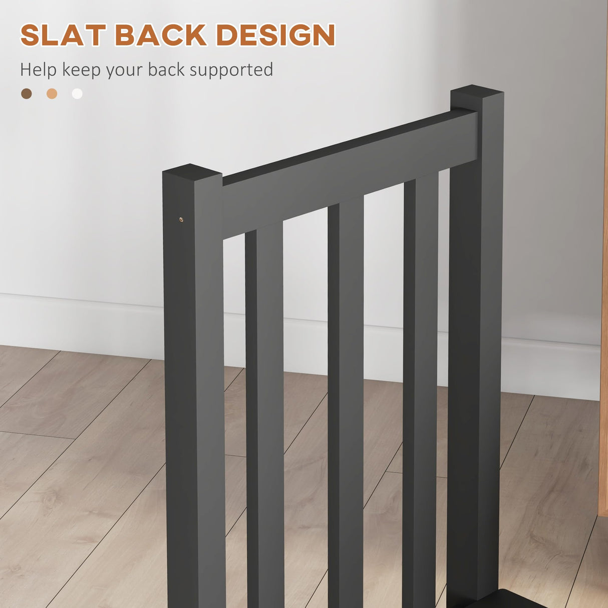 HOMCOM Dining Chairs, Set of 2 Farmhouse Kitchen & Dining Room Chairs with Slat Back, Pine Wood Seating for Living Room, Black HOMCOM