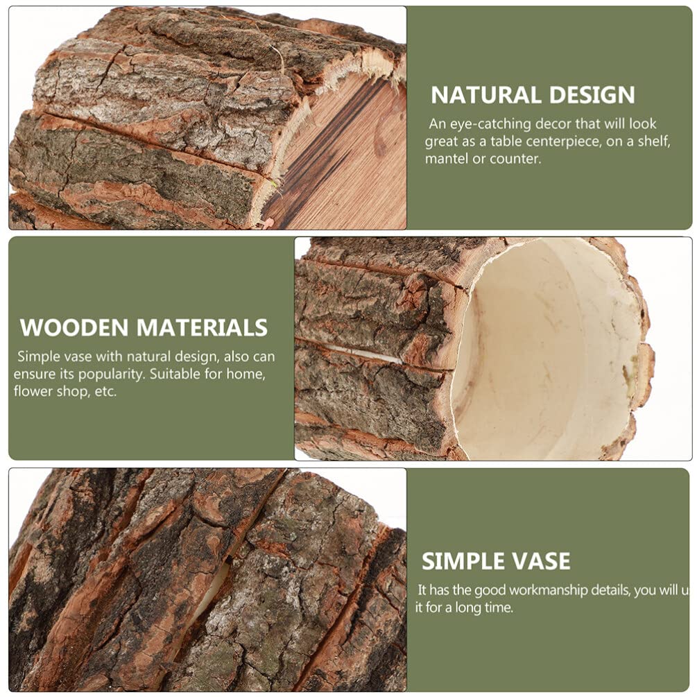 Bark Planter Pot 2pcs Wood Bark Flower Pot Natural Log Succulent Planter Flower Pots for Indoor Plants Rustic Tree Stump Plant Pot Farmhouse Flower Bucket for Home Art Decor ARTIBETTER