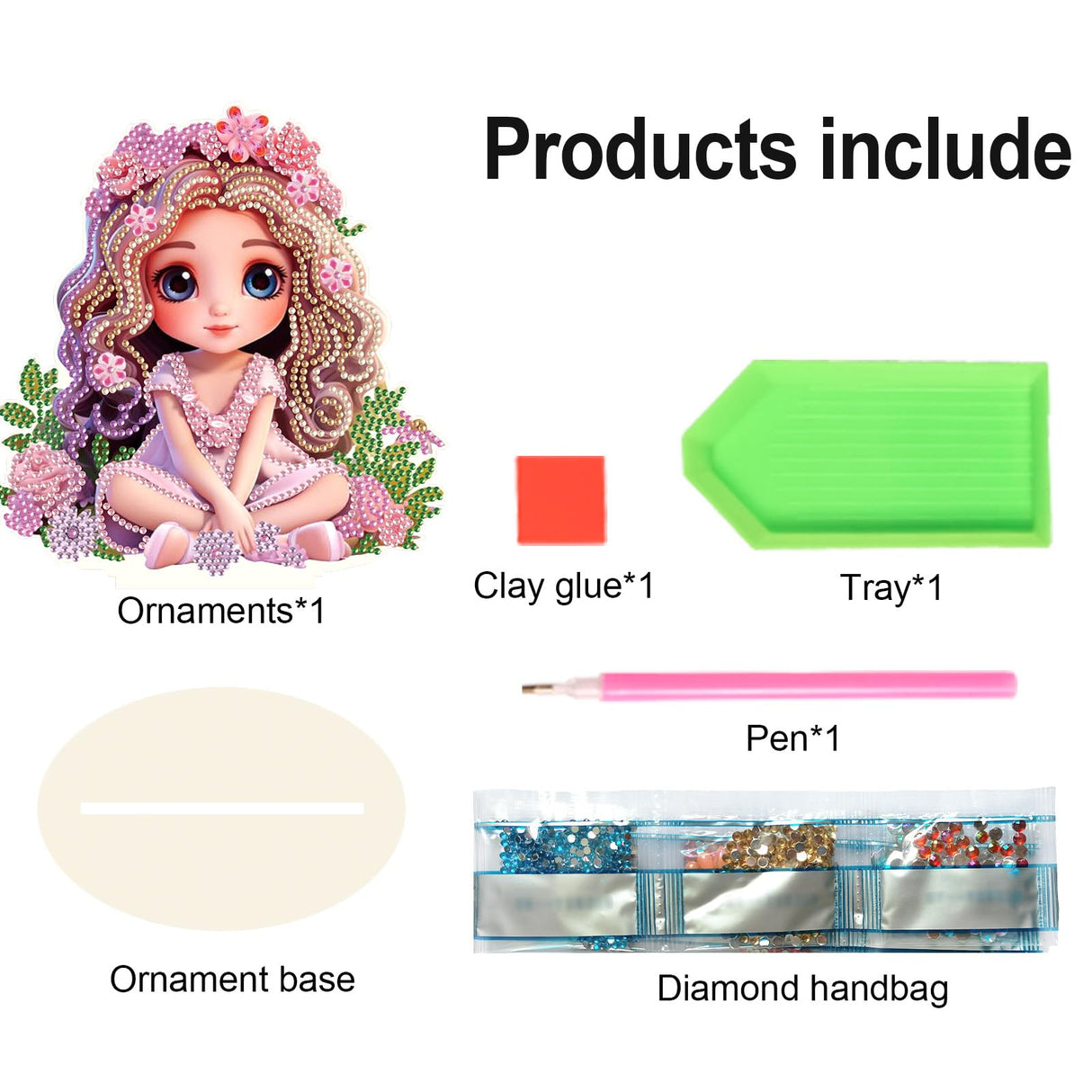 Pretty Princess Girl Pattern Table Top Diamond Painting Ornament Kits, DIY Special Shape Beads 5D Diamond Art Christmas Home Office Desktop Decorations Ornaments antor
