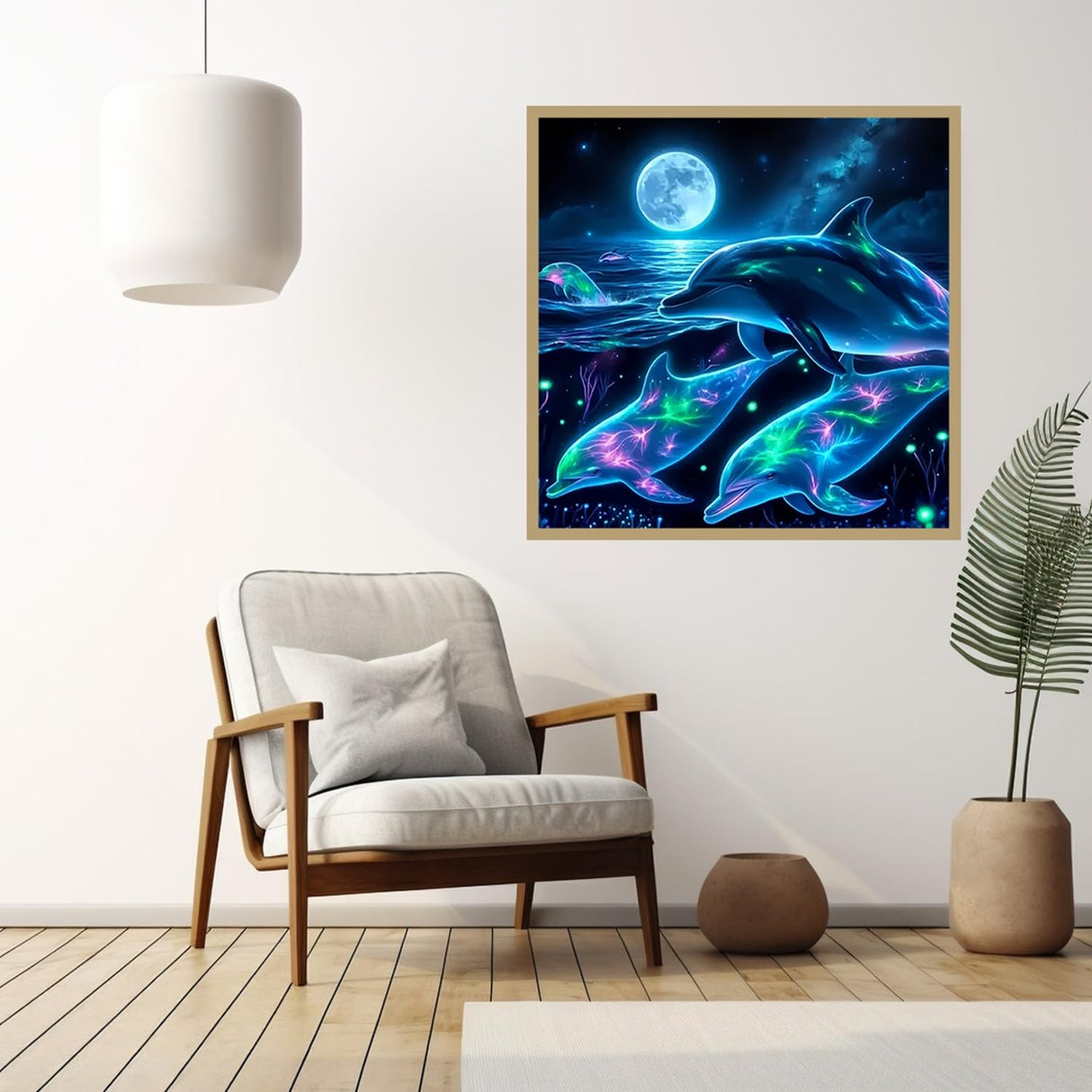 CHWGLFGG 5D Diamond Art Kits for Adults Beginners, Dolphin Diamond Painting Kits, DIY Full Round Drill Paint by Diamonds Dot Gem Art for Adults, Home Wall Decor 13.7X 13.7 Inch CHWGLFGG