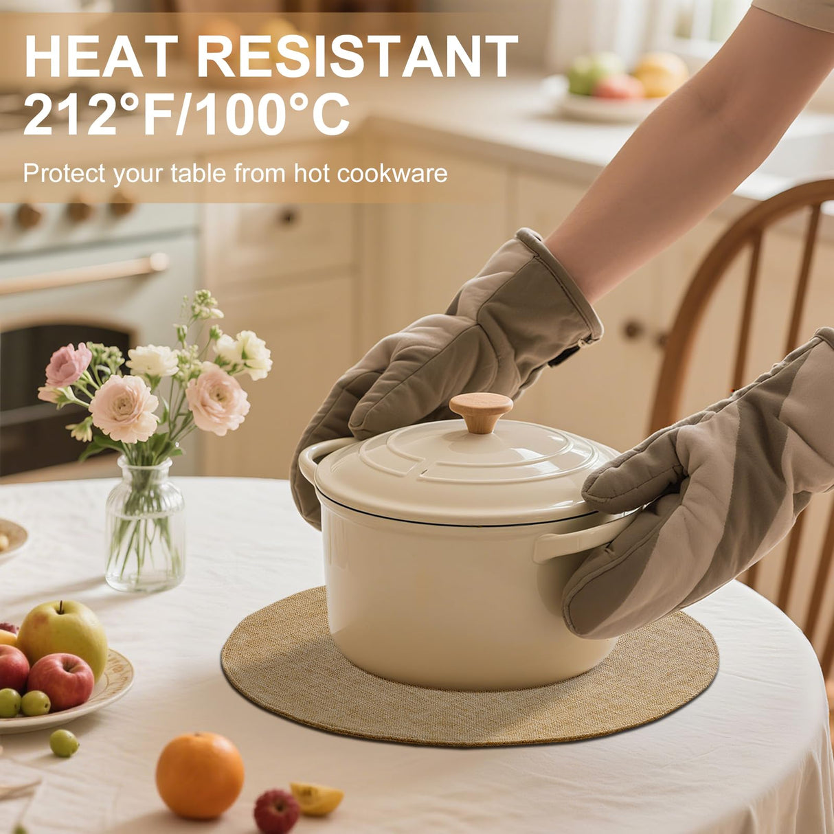 homing 15 Inch Round Cloth Placemats Set of 6, Cotton Linen Blend Washable Table Mats, Farmhouse Dining Place Mats for Indoors & Outdoors, Easy to Clean, Linen homing