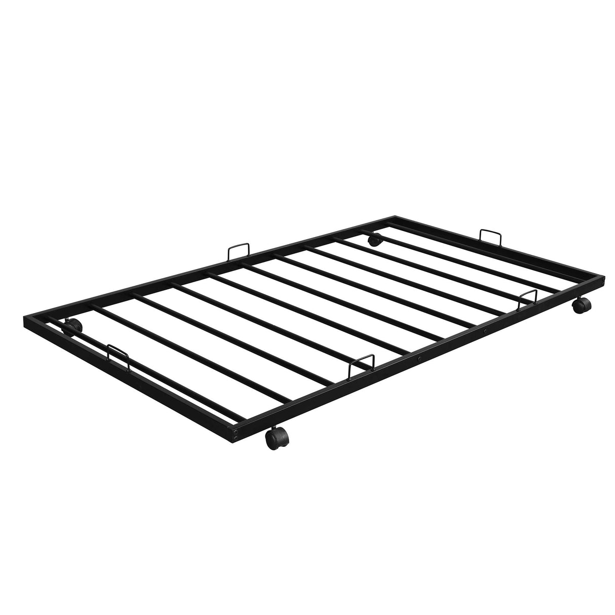 Twin Over Full Bunk Beds with Trundle, Metal Trundle Bed Frame with Safety Rails and Ladder for Bedroom, Black Flieks