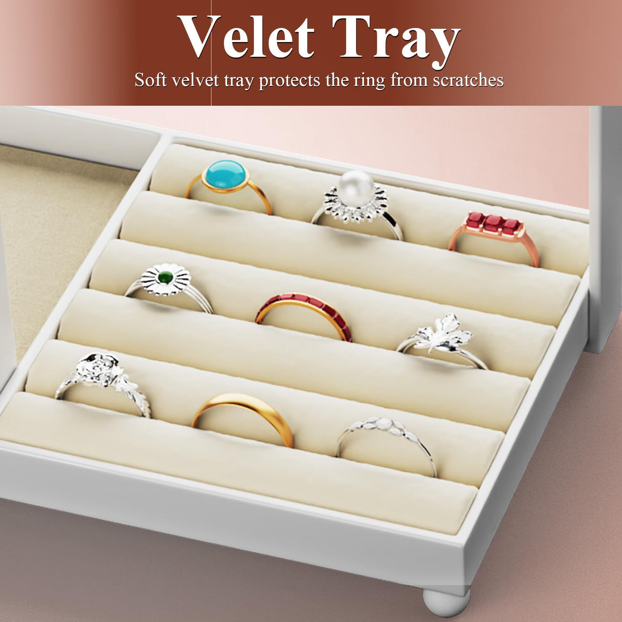 Jewelry Holder Organizer Stand, Jewelry Display Rack with 36 Holes Earring Holder, 10 Hooks Necklace Organizer, Velvet Ring Holder Dish, Birthday Gifts Ideas for Mom Women Room Decor coobest