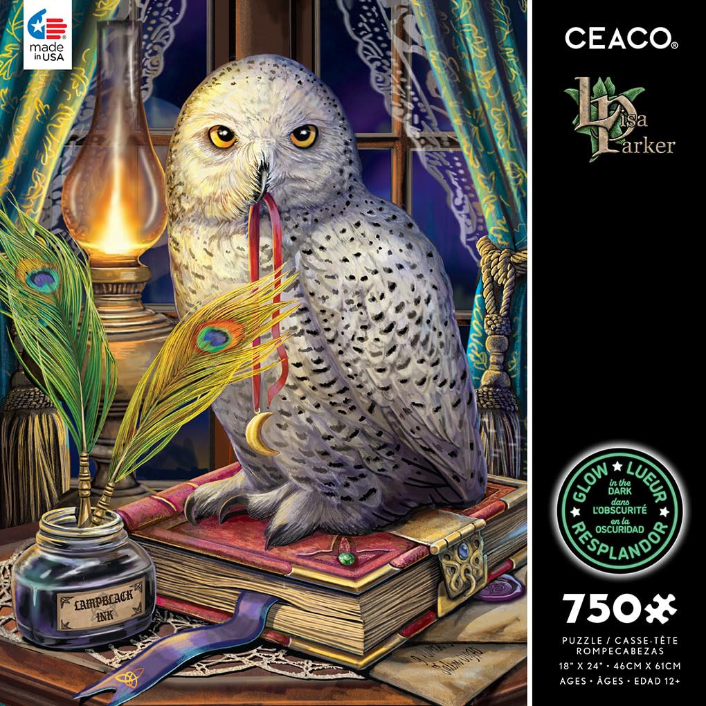 Ceaco - Glow in The Dark - Lisa Parker - Guardian of Spells Glow - 750 Piece Jigsaw Puzzle Ceaco