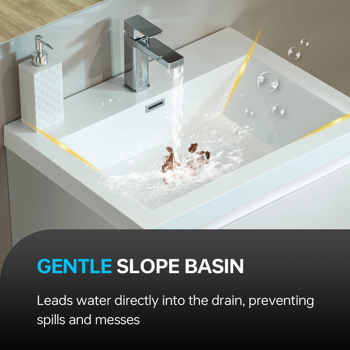 WOODBRIDGE 23-5/8 in. W x 19-5/8 in. D Wall Mounted Floating Vanity in Glossy White with Resin Composite Vanity Top in Glossy White WOODBRIDGE