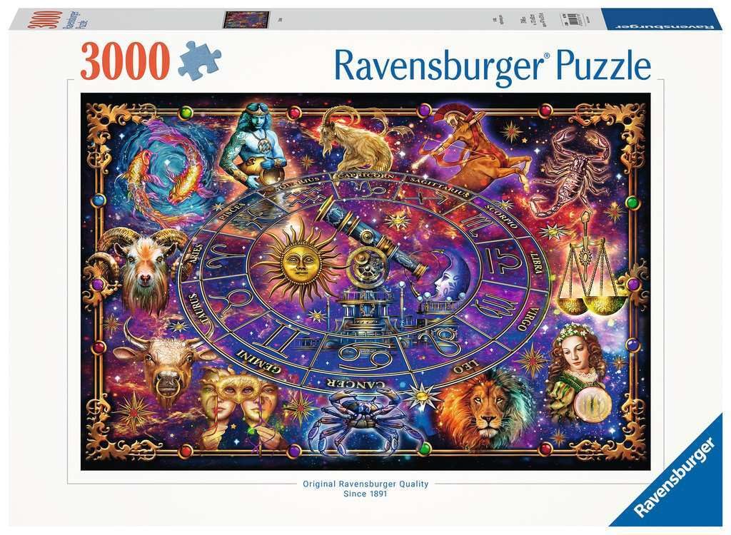 Ravensburger Zodiac 3000 Piece Jigsaw Puzzle - Enthralling Zodiac Illustration | Custom Blueboard | Perfect Interlocking Fit | Vibrant, Matte Finish | Ideal for Advanced Puzzle Enthusiasts Ravensburger