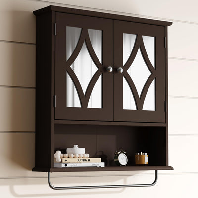 RoyalCraft Bathroom Medicine Cabinet Wall Mounted, Over The Toilet Storage Cabinet with Towel Rack and Adjustable Shelf, Large Bathroom Towel Cabinet Wall Mount 22 * 25 inch (Brown)