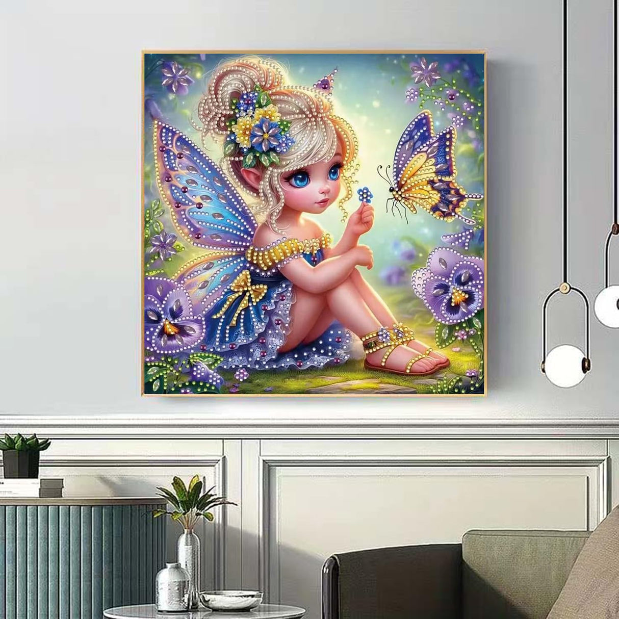 Fairy Special Shape Diamond Art Kits for Beginners, Butterfly Animali 5D Diamond Painting Kits for Adults,DIY Crystal Rhinestones Diamond Painting for Home Wall Decor 12×12Inch Butterfly fairy ZHUDENGXJL
