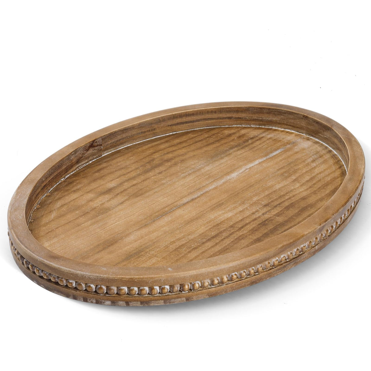 Oval Tray for Coffee Table - 16×11.8in Decorative Trays for Home Decor/w 58in Wood Bead Garland, Coffee Table Trays for Living Room and Kitchen Relaxing Garden