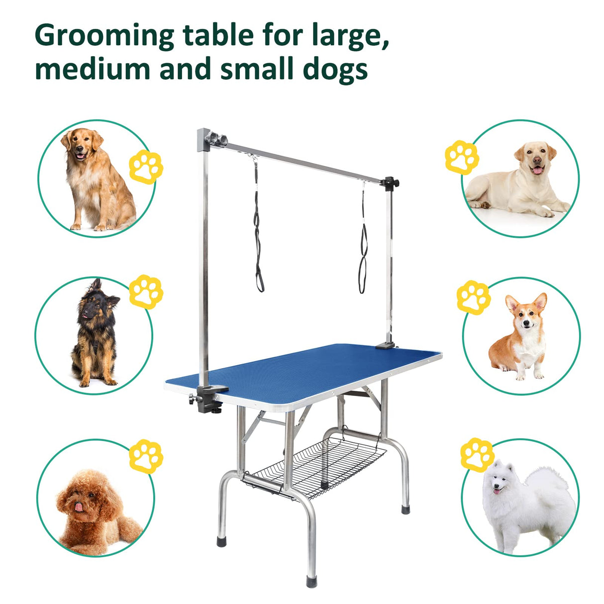 LOVMOR 36 Inch Dog Grooming Table,Adjustable Home Pet Grooming Tables with Arm/Noose/Mesh Tray LOVMOR