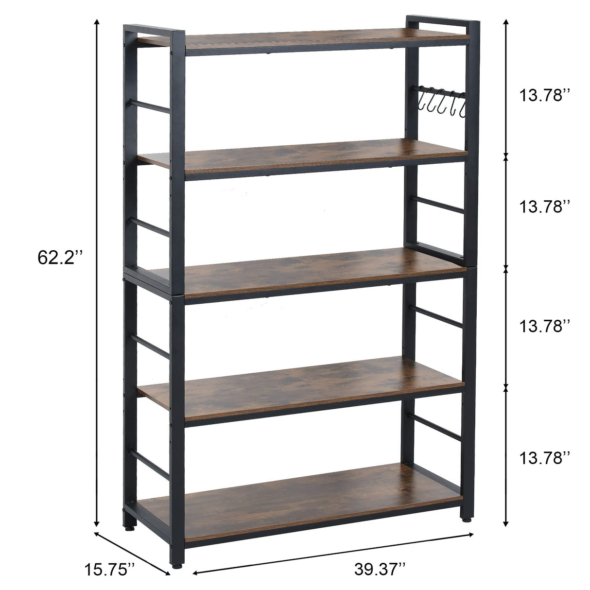 NAIYUFA 5-Tiers Bakers Rack,Microwave Oven Stand with Shelves,5 Tier Utility Storage Shelf with 5 Hooks,Multifunctional Shelf for Kitchen,Bathroom,Livingroom,Storehouse... NAIYUFA