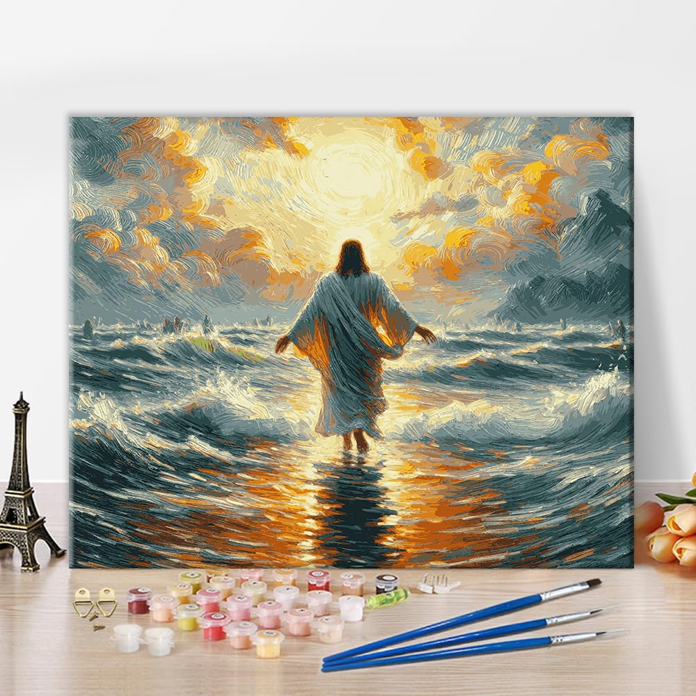 Jesus Paint by Numbers Kit - Adults Religious Belief Artwork Prints on Canvas 16x20 in Rebotipy