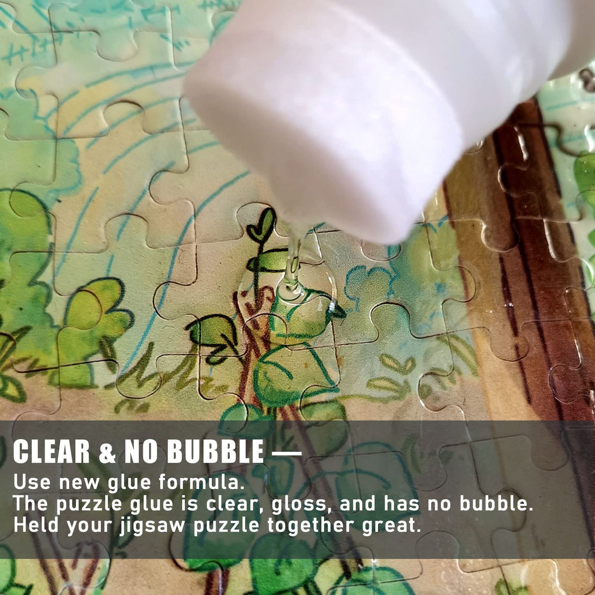 Jigsaw Puzzle Glue Clear With Sponge Head, Replace Puzzle Saver for 3000/3500/5000 Pieces, Suitable for Paper and Wood, Water-Soluble Craft Glue (2 Bottle X 120ML) Unixing