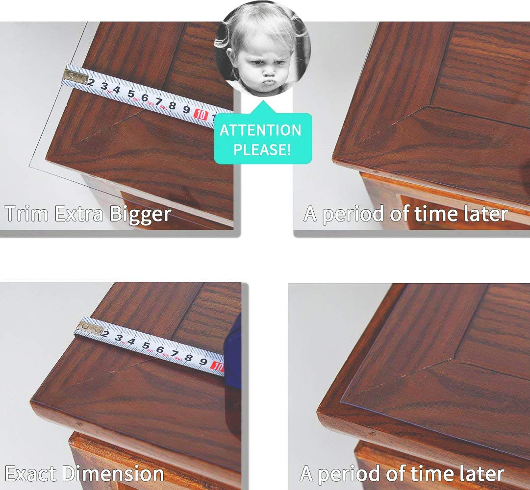 NECAUX Custom 39.4 x 96 Inch Frosted Table Cover Protector, 1.5mm Thick Wood Grain Transparent Table Pad Non-Slip Tablecloth Plastic Protective Pad for 8 Foot Dining Room Table, Conference Table NECAUX