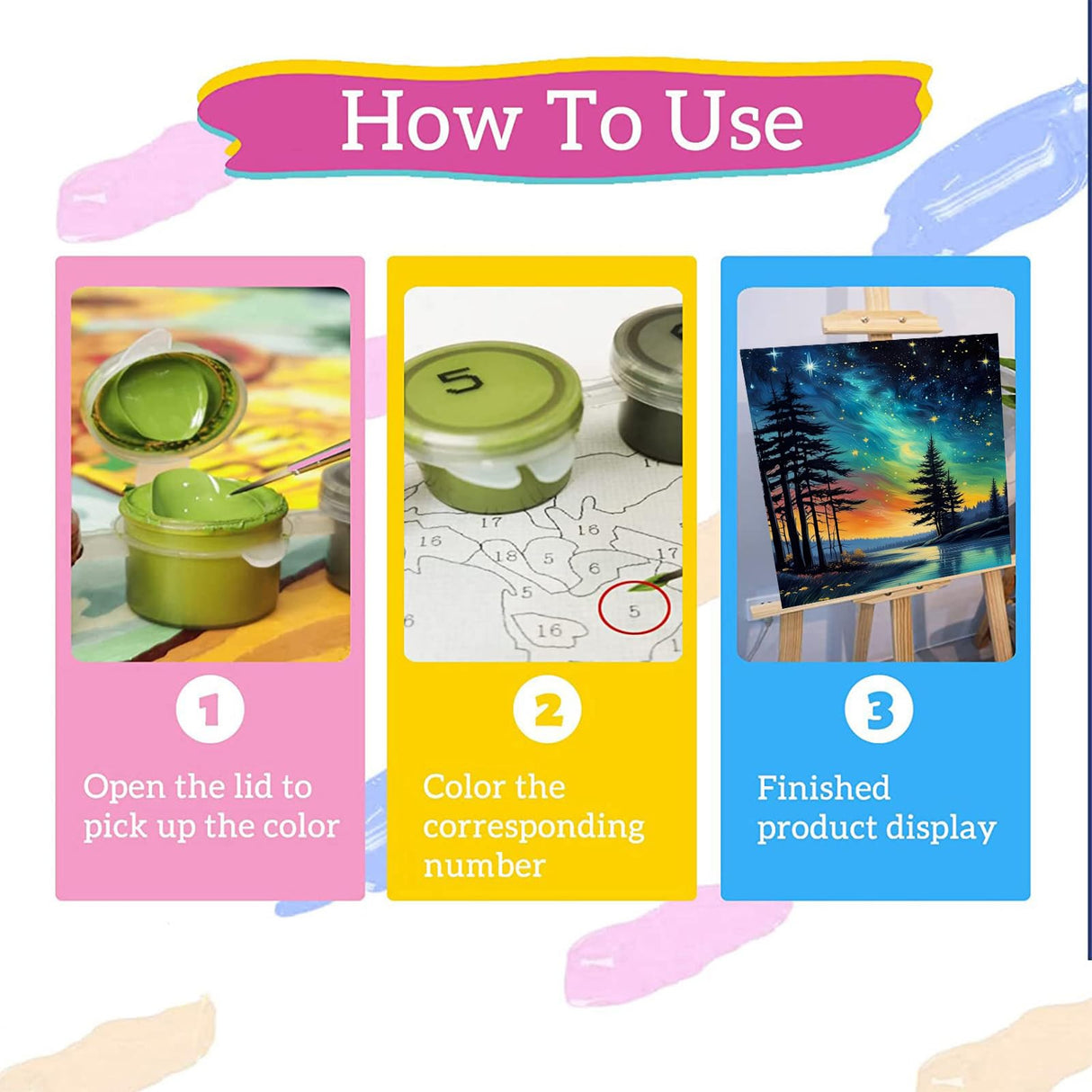 xackcme Starry Sky Paint by Numbers for Adults - Starry Night Paint by Number on Canvas Without Frame, DIY Abstract Landscape Oil Painting for Gift Home Wall Decor (16x20 inch) xackcme