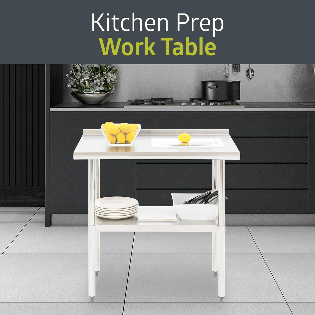 Pearington NSF Certified Stainless Steel Kitchen Prep and Work Table, Commercial Work Table for Restaurant and Home, 36" x 24", Stainless Steel Pearington
