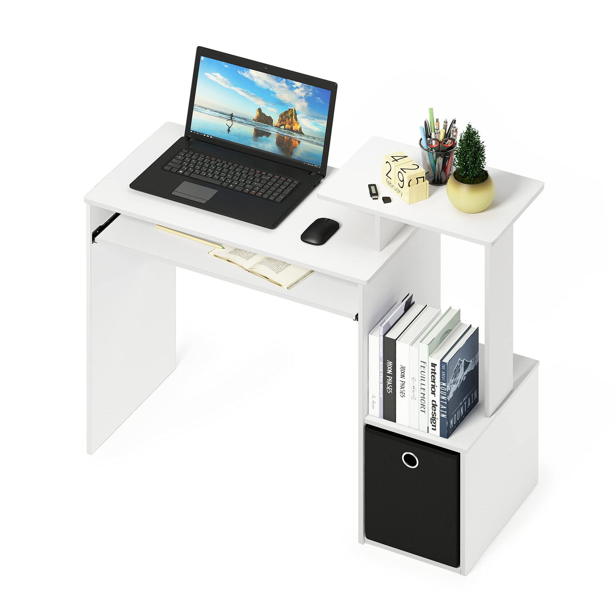 Furinno Econ Multipurpose Home Office Computer Writing Desk, White/Black Furinno