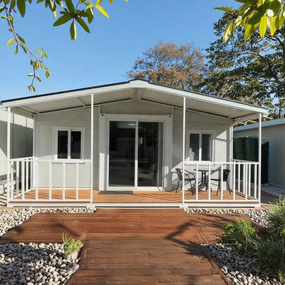 Tiny Homes Prefab House Folding Prefabricated Home with 3 Bedroom Full Equiped Bathroom Kitchen Prefabricated Container House for Adults Living Foldable Mobile Home with Steel Frame