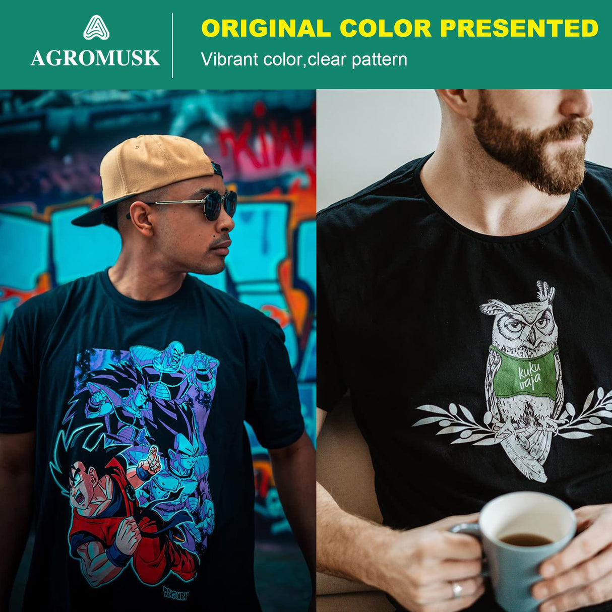 DTF Transfer Film(8.3" x 11.7")20 Sheets PET Direct to Film Heat Transfer Paper for All DTF&DTG Printer,Matte DTF Film for Sublimation Black White Light Dark Fabric T-Shirt Agromusk