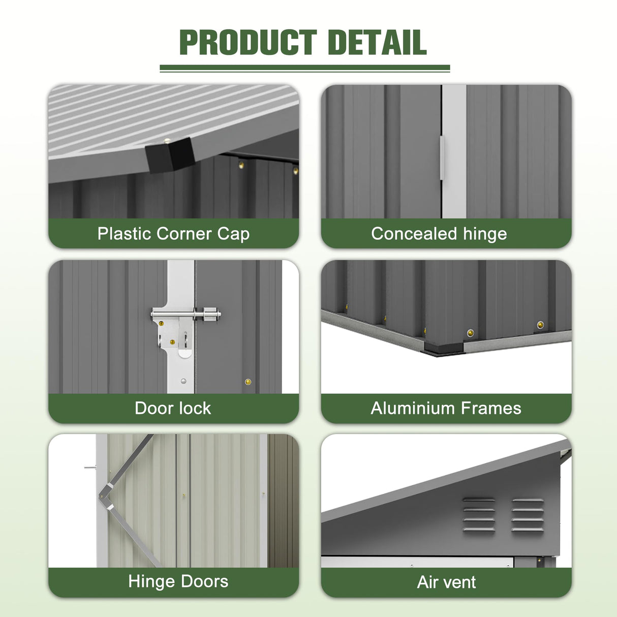 YOPTO 4x8 FT Lean to Metal Shed,Outdoor Storage Shed W/Floor Frame & Reversible Installation,All Weather Waterproof Garden Tool House W/Lockable Door & 2 Air Vents,for Backyard,Patio,Lawn,Gray YOPTO