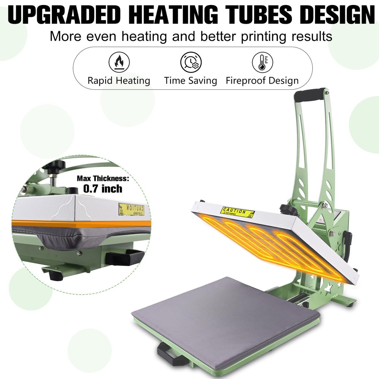 CoolSub Heat Press 15x15 Slide Out Heat Press Machine, Industrial Digital Heat Transfer Machine Sublimation for T-Shirt Green White CoolSub