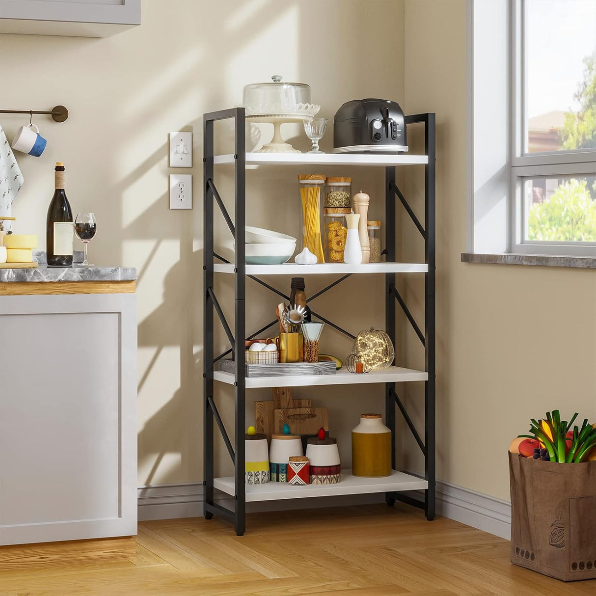 YITAHOME 4-Tier Bookshelf, Modern Free Standing 4 Shelf Bookcases and Bookshelves, Open Display Storage Book Shelves Book Rack Organizer Standing Shelving for Living Room Home Office, White YITAHOME