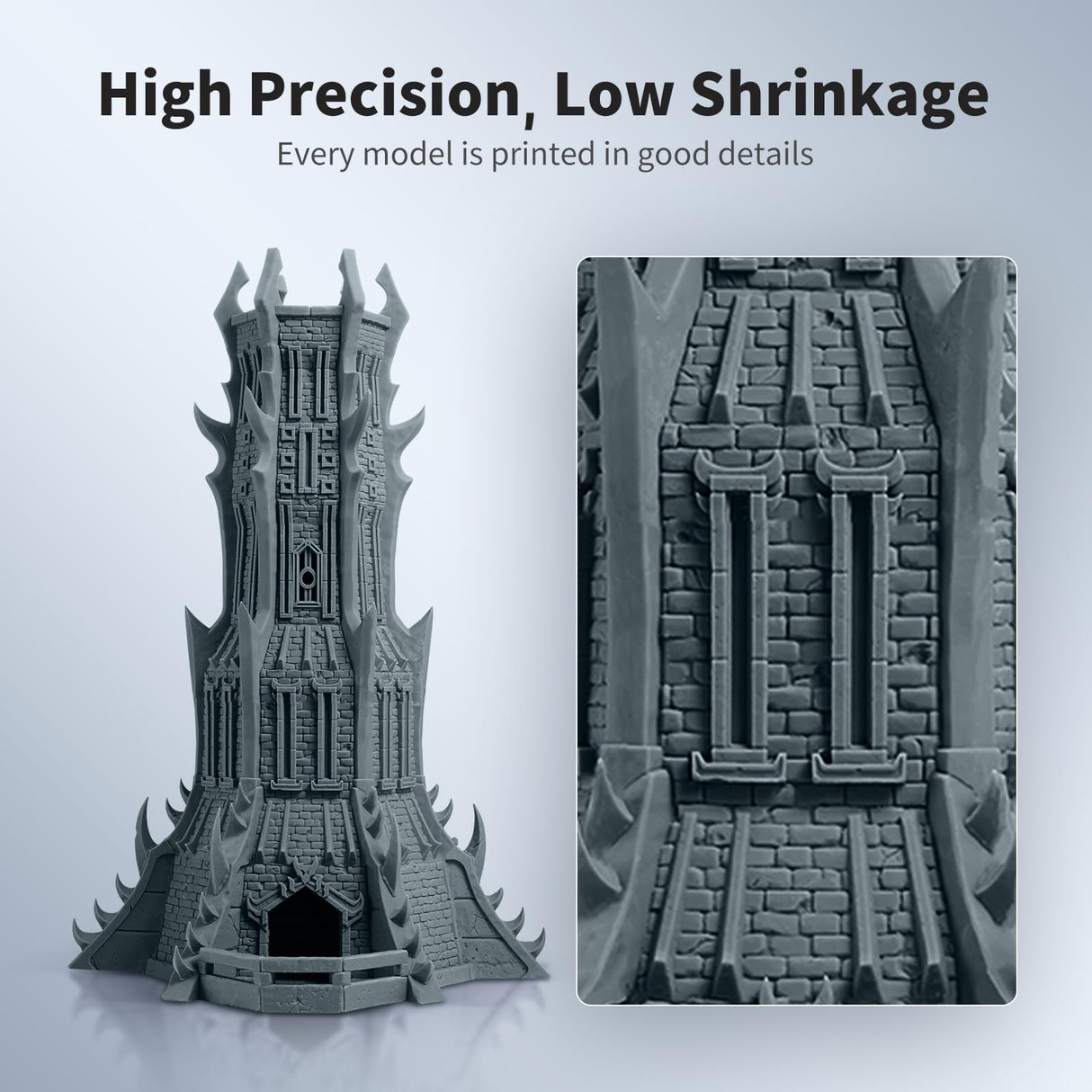 ANYCUBIC 3D Printer Resin, Water Washable Resin 8K, No Need Extra Alcohol and Easy to Clean, Fast Curing, Low Odor, Wide Compatibility for All LCD Resin 3D Printers (HD Grey, 1kg) ANYCUBIC