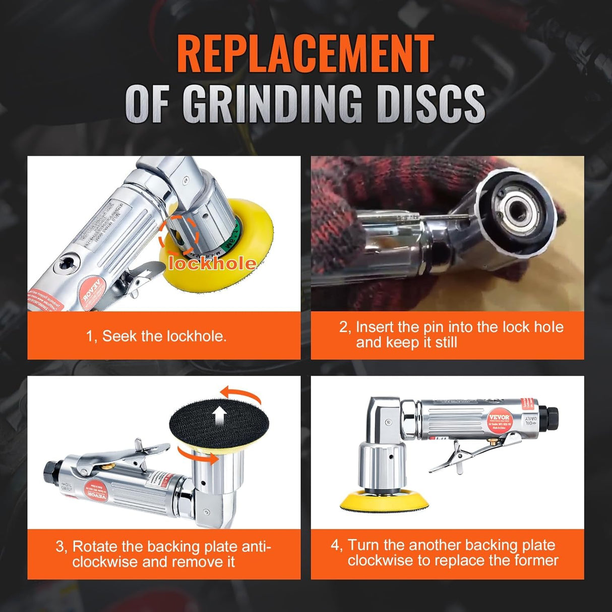 VEVOR 1/2/3 Inch Random Orbital Air Sander, High-Speed 15000RPM Mini Pneumatic Sander for Auto Body Work, 58PCS Air Powered Sander Kit with Sandpapers, Wool Pad, Wavy Sponges VEVOR