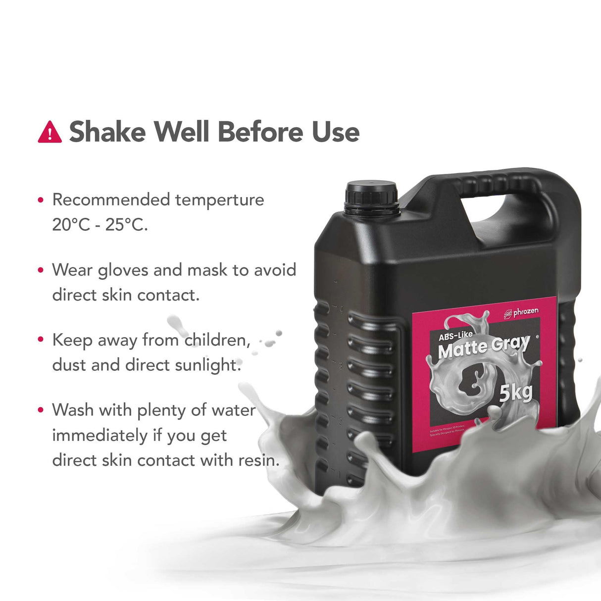 Phrozen 3D Printer ABS-Like Matte Gray Resin,405nm DLP LCD UV-Curing Photopolymer Resin for General Modeling and Prototyping, High Precision Printing, Low Odor, Non-Brittle (5kg) phrozen