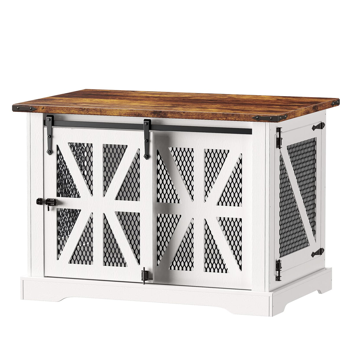 VOPEAK Farmhouse Dog Crate Furniture, Heavy Duty Large Dog Crate for Medium Large Dogs, XL Dog Crate Dog Kennel Indoor with Double Doors, Chew Resistant End Table for Bedroom Living Room, White VOPEAK